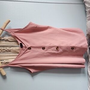 Elegant Pink Button-Down Tank Top